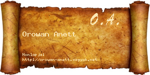 Orowan Anett névjegykártya